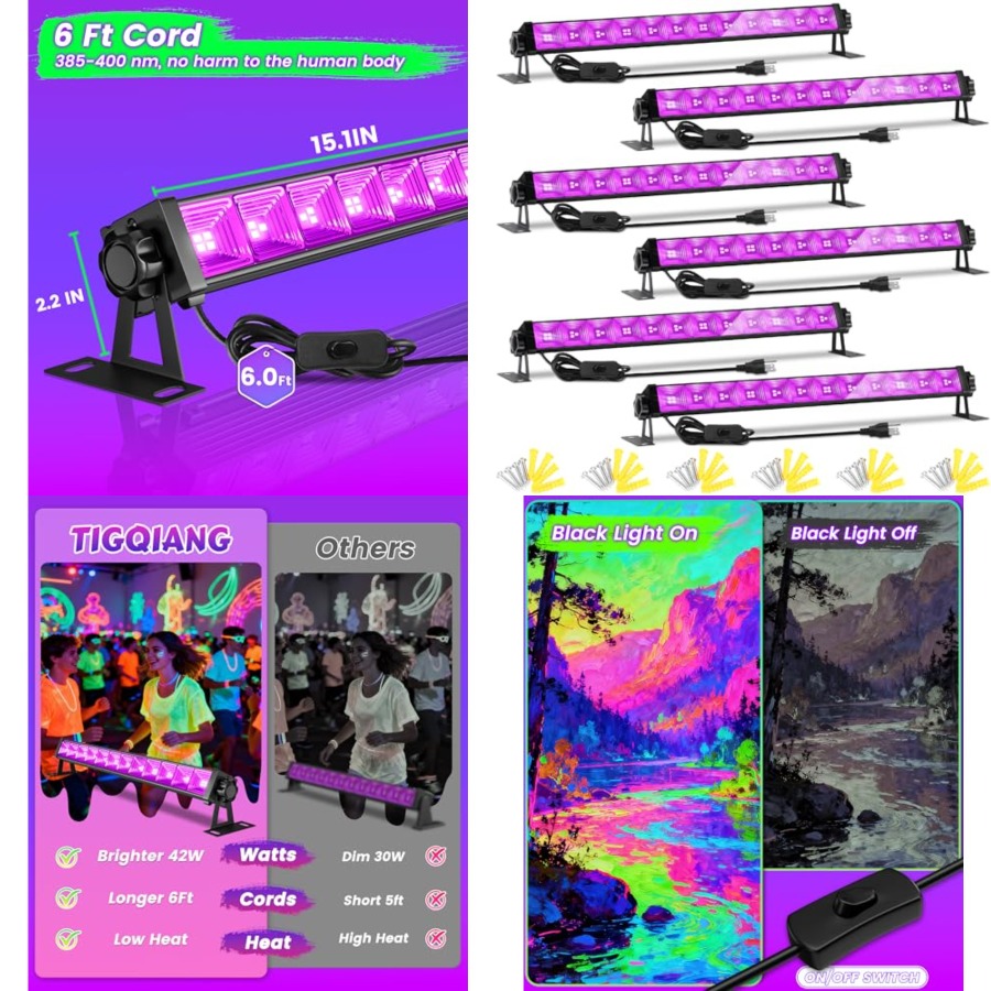 Light Switch - 4W Pack LED Black Light Bar,