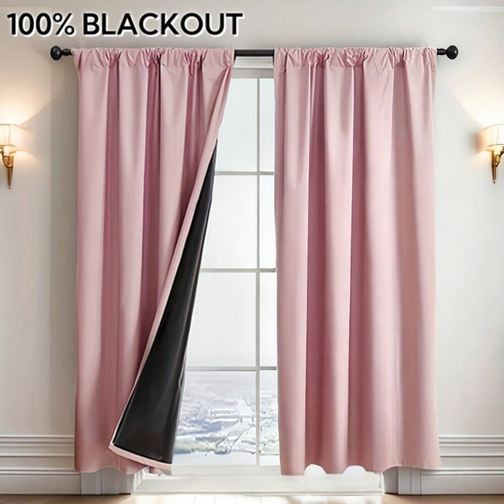 Curtain Rods - 1pc 100% Blackout Curtain with Black