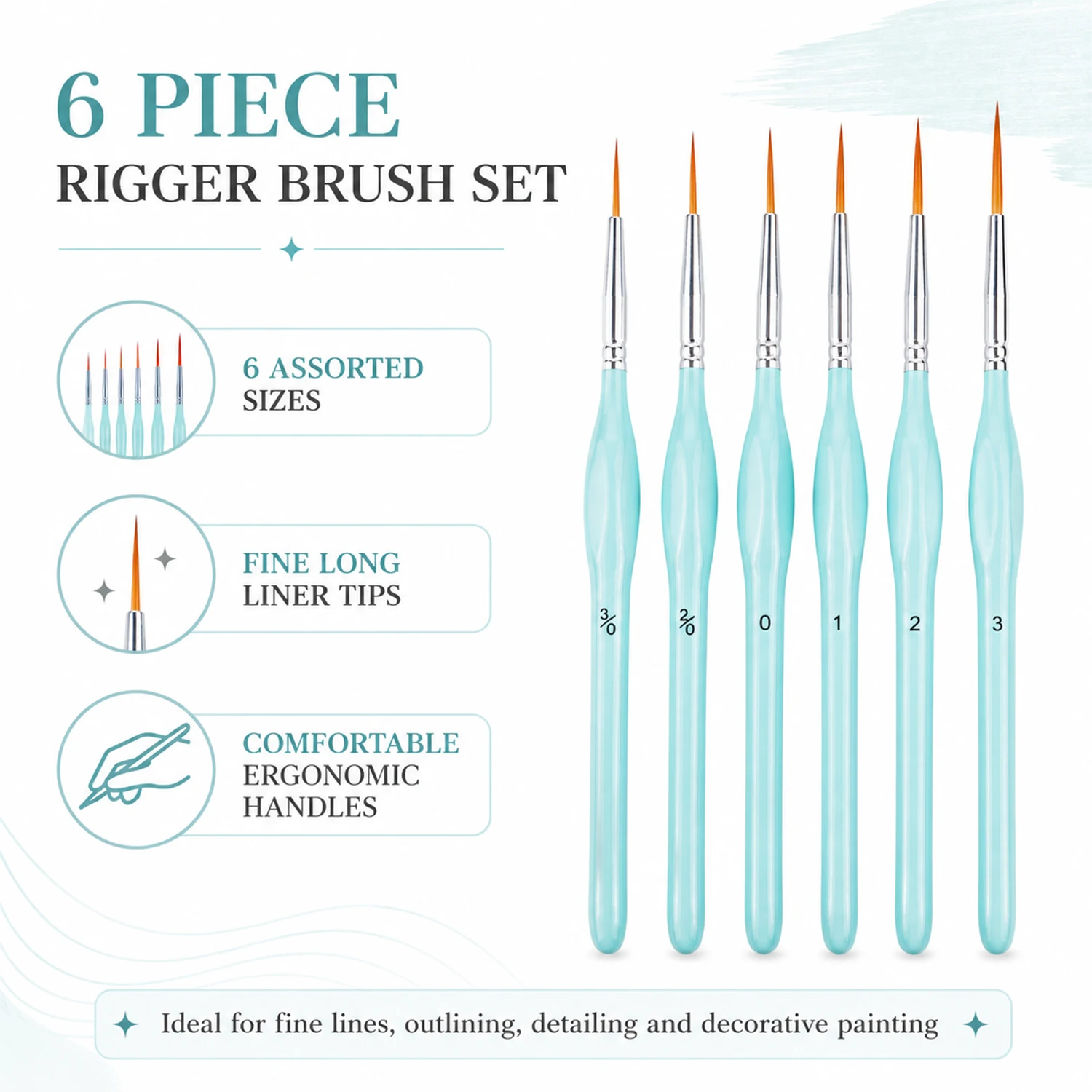 6pcs Rigger Paint Brushes Set, - огляд і ціна Paint Brush