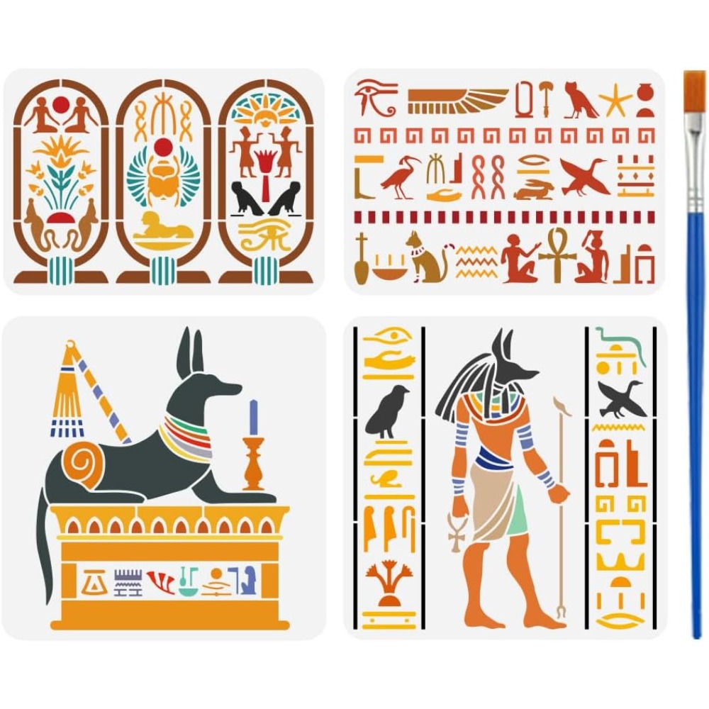 4 PCS Egyptian Symbols Stencil - огляд і ціна Paint Brush