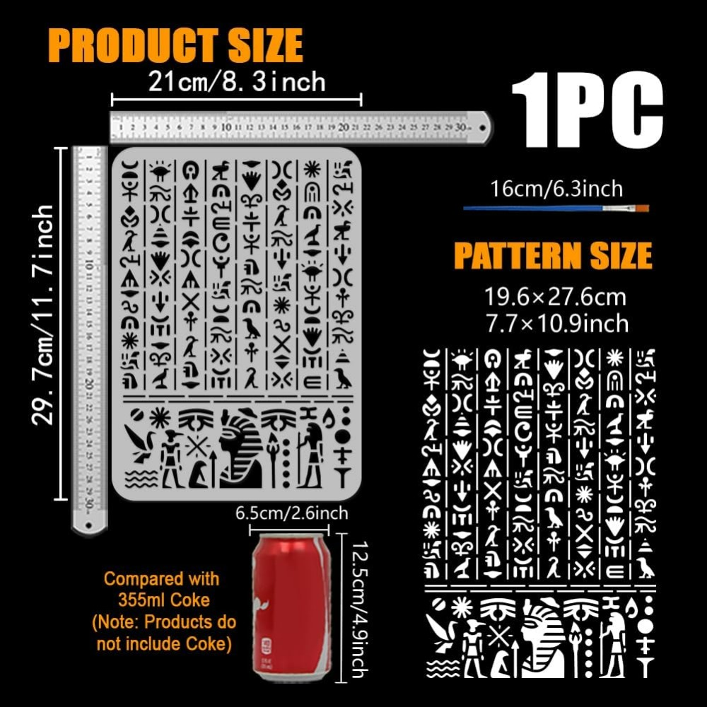 Ancient Egyptian Script Stenci - огляд і ціна Paint Brush