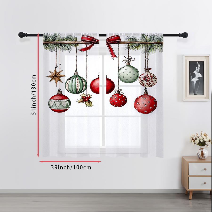 2PCS Christmas Winter Sheer Cu - огляд і ціна Curtain Rods