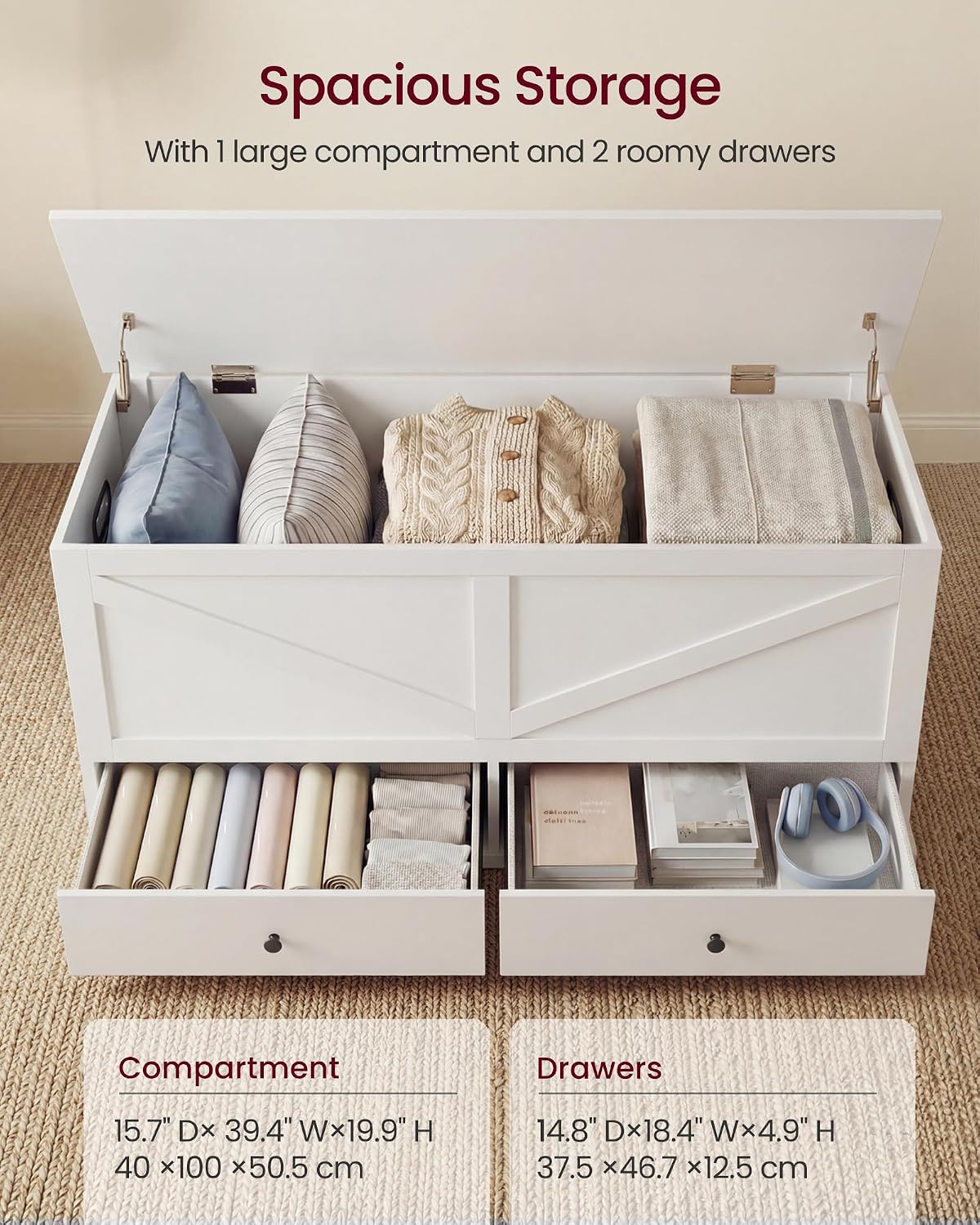 Farmhouse Storage Chest With D - огляд і ціна Cabinet Hinges