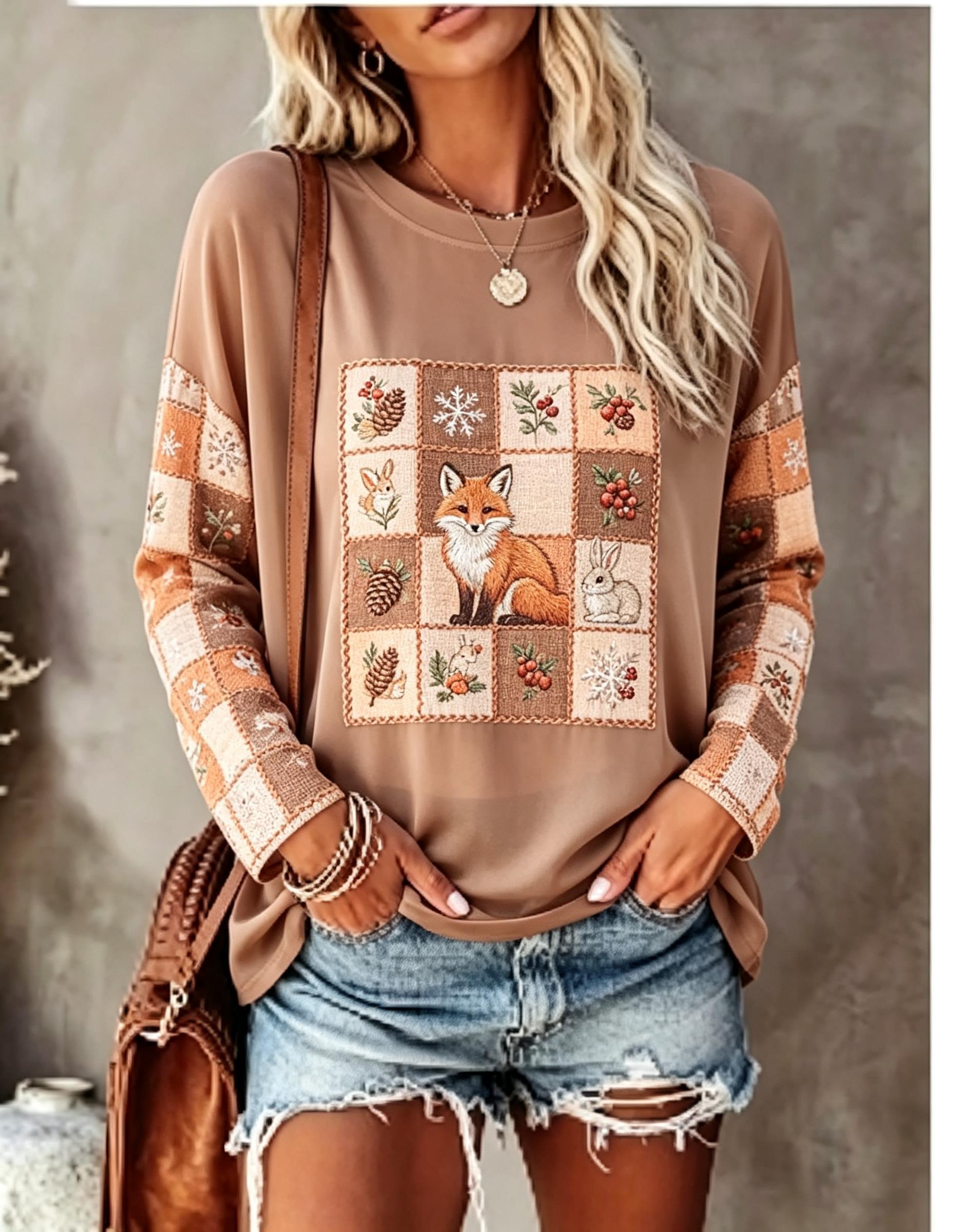 Women Long Sleeve T Shirt Fox  - огляд і ціна Wallpaper
