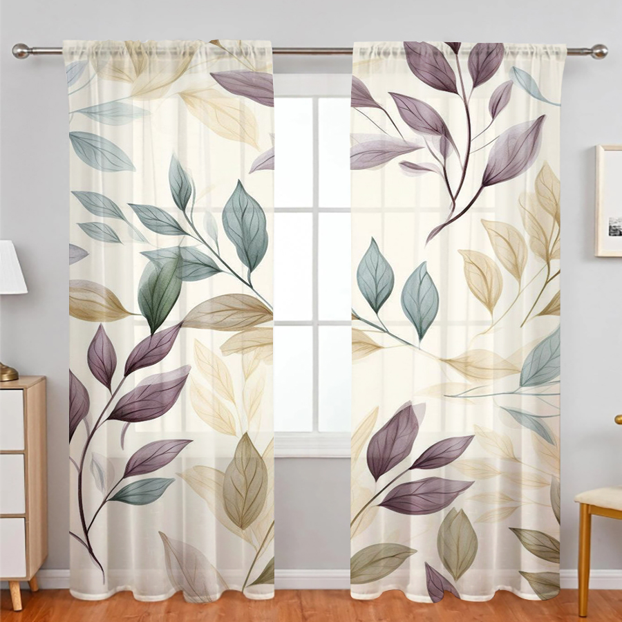 2PCS Sheer Curtains, Purple Bl - огляд і ціна Curtain Rods